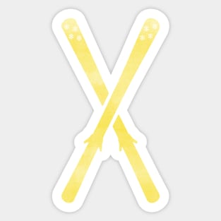 Snow Skis Light Yellow Sticker